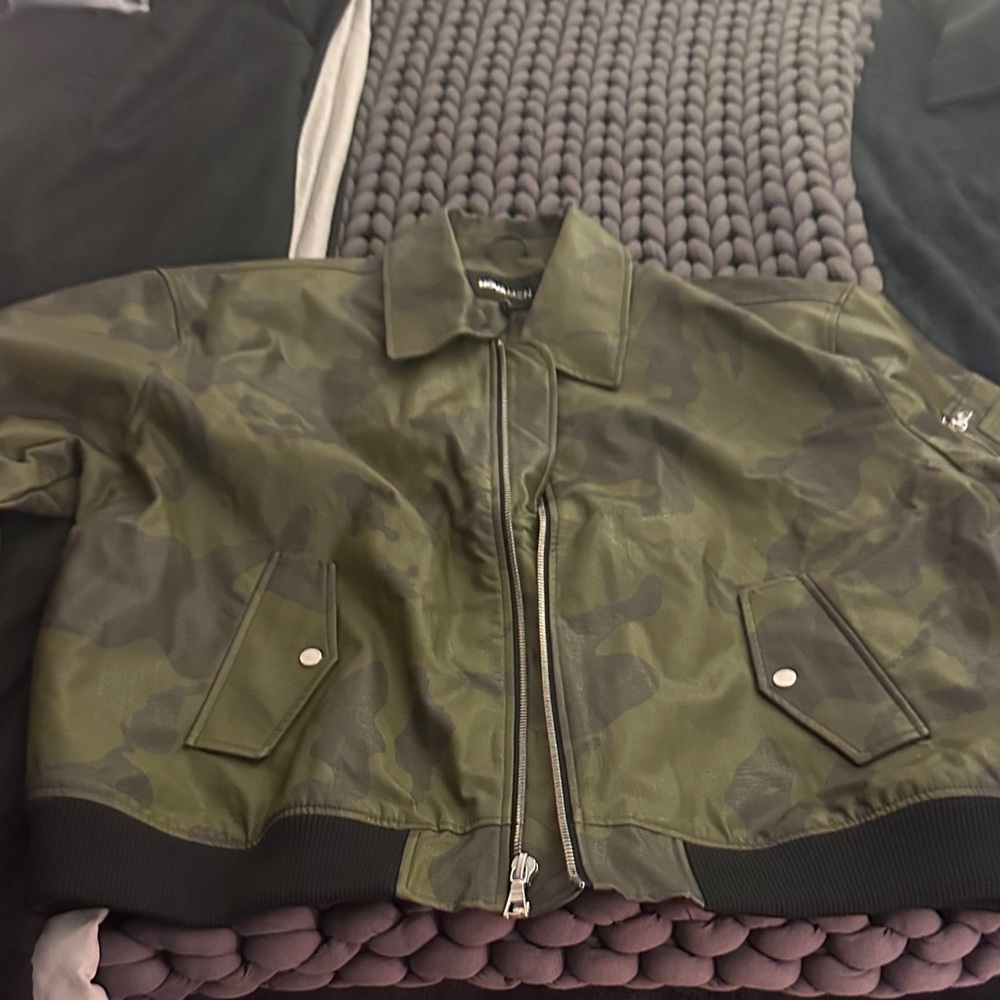 Fashion Nova Green Camo Bomber Jacket